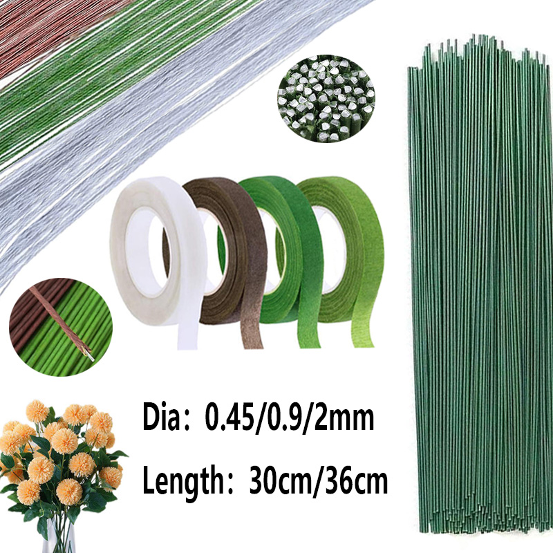 Florist Supply Bulk - 22/20 게이지 연두색 꽃무늬 와이어 줄기,