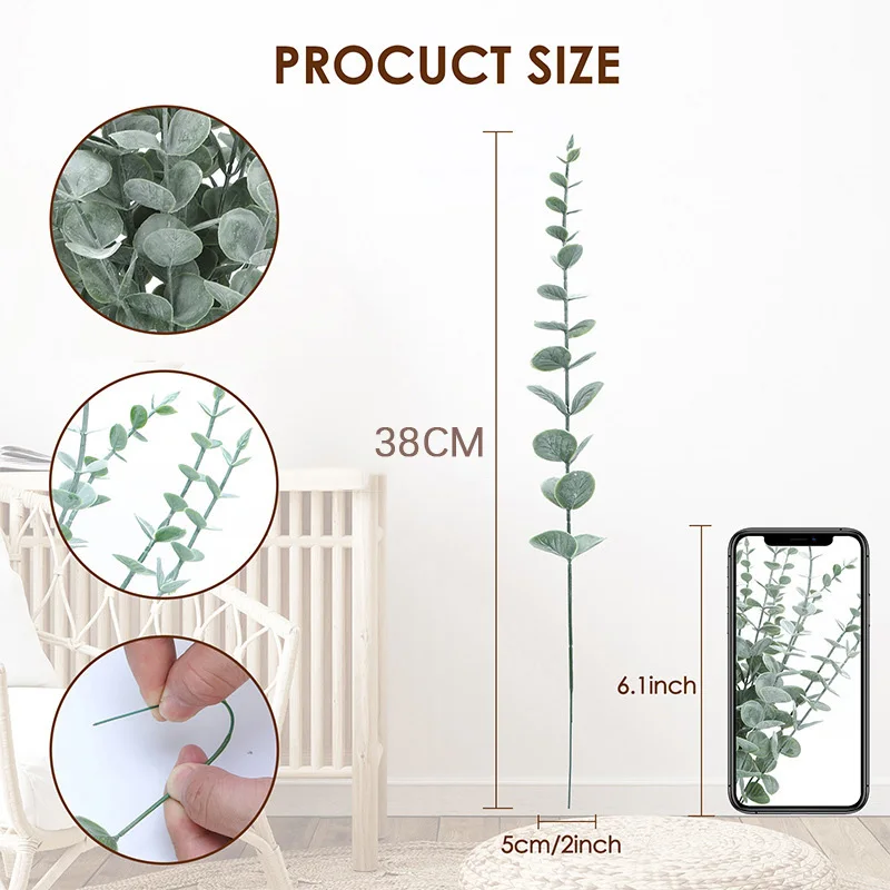10pcs 38cm 유칼립투스 줄기 인공 유칼립투스 잎 - Florist Supply Bulk 리뷰 및 가격