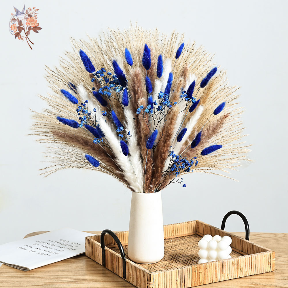 70 줄기 블루 푹신한 토끼 꼬리 팜파스 잔디 묶음 말 - Florist Supply Bulk 리뷰 및 가격