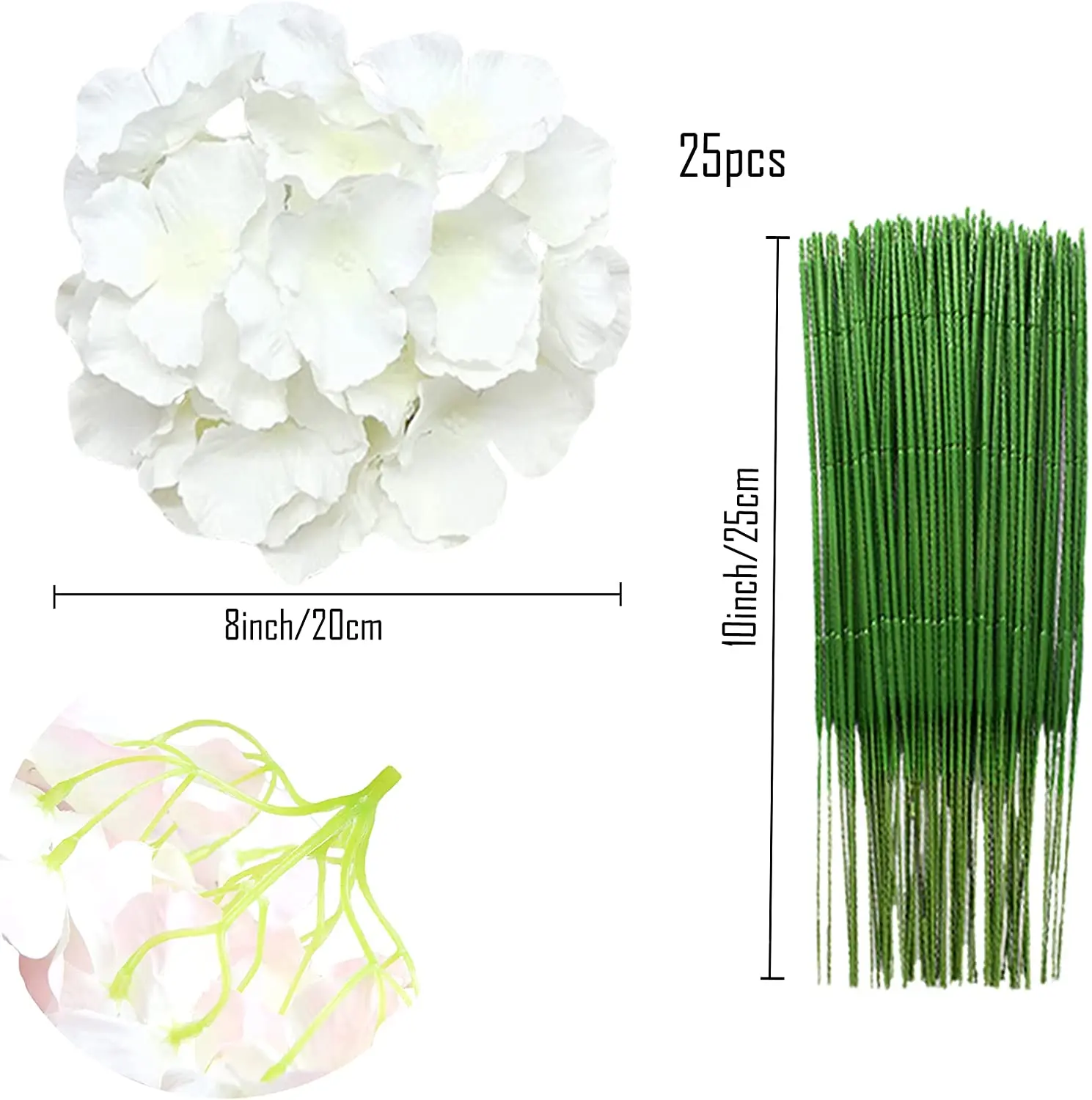 8 인치 큰 실크 수국 머리 줄기가있는 인공 꽃 머리  - Florist Supply Bulk 리뷰 및 가격
